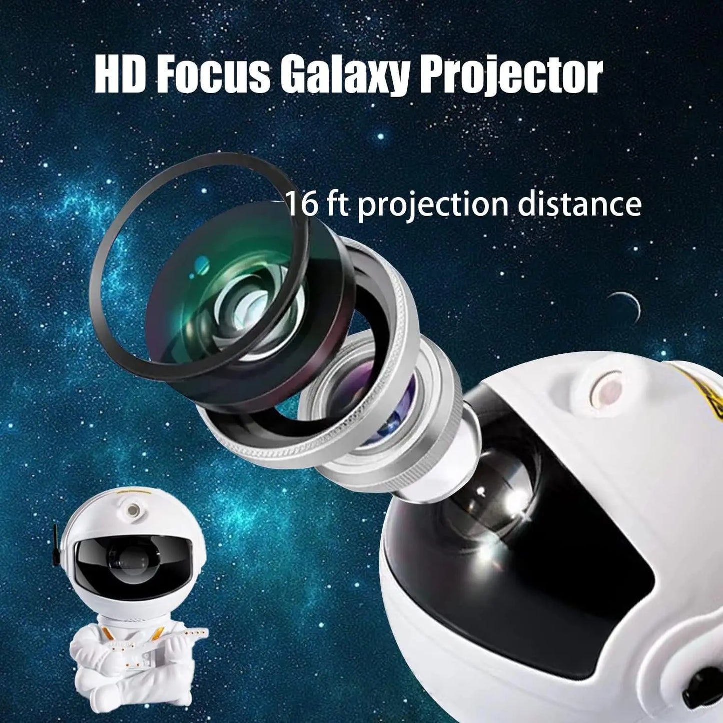GAZE - Galaxy Light Projector Gift Kids Adults Astronaut Night Light Bedroom Room Star Ceiling Decoration Night Lamp