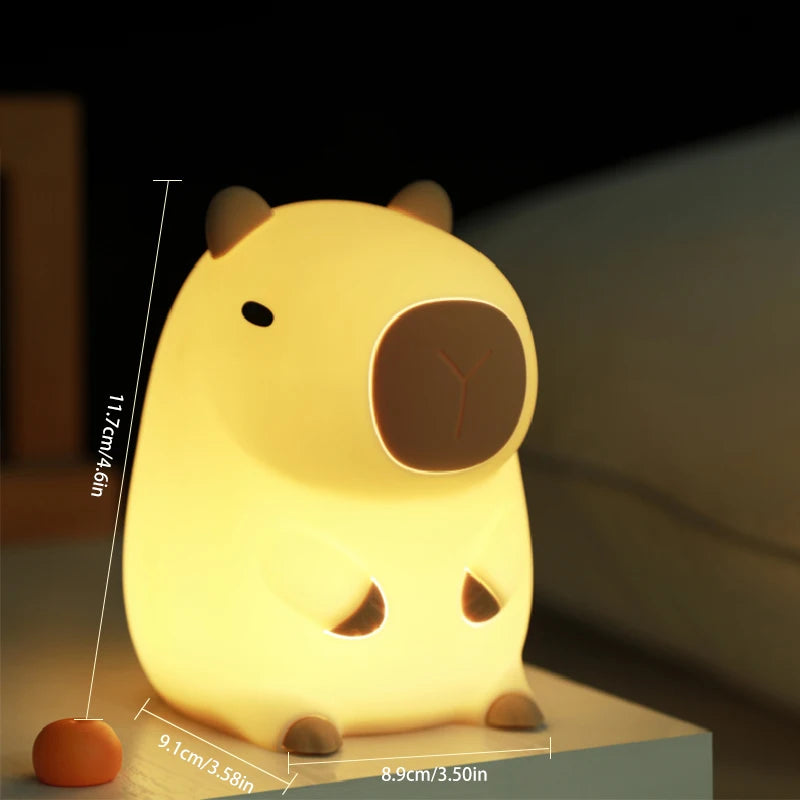 Cute Capybara Silicone Lamp Animal Gift USB Rechargeable Touch Bedside Sleeping Light Decorative Nightlight for Children'S Room