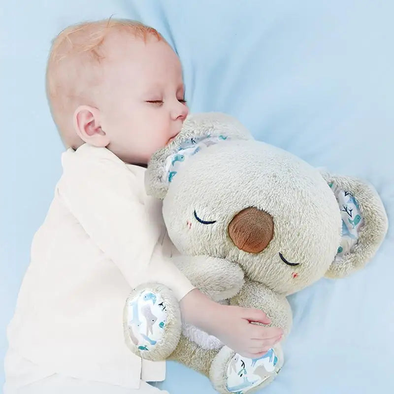 Kawaii Koala Soothing Musical Plush Toy Baby Sleeping Companion Sound and Light Doll Breathing Motion Koala Bear Toys Gifts