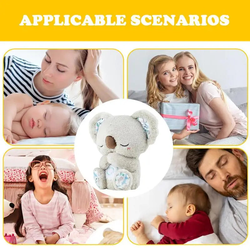 Kawaii Koala Soothing Musical Plush Toy Baby Sleeping Companion Sound and Light Doll Breathing Motion Koala Bear Toys Gifts
