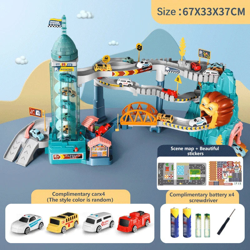 CB90® Safari Lion Theme Car Track for Children Racing Rail Cars