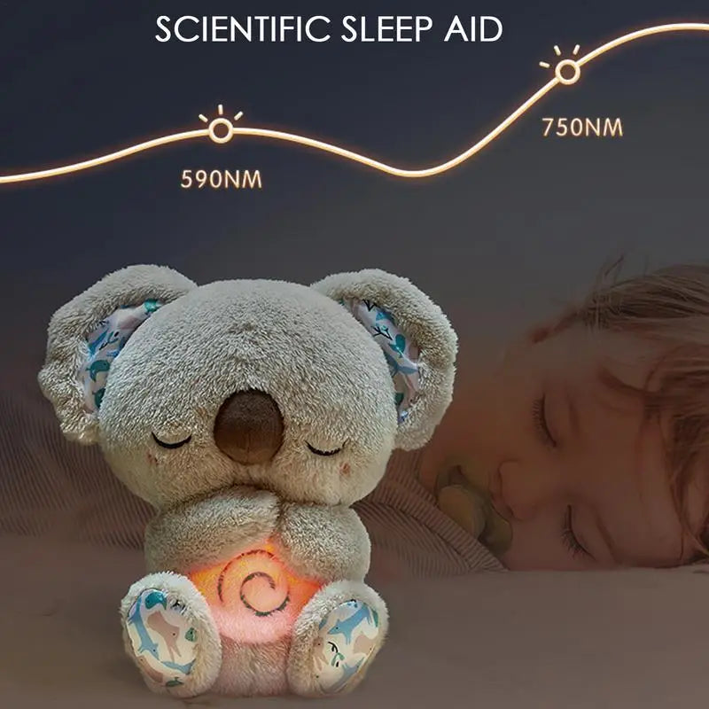 Kawaii Koala Soothing Musical Plush Toy Baby Sleeping Companion Sound and Light Doll Breathing Motion Koala Bear Toys Gifts