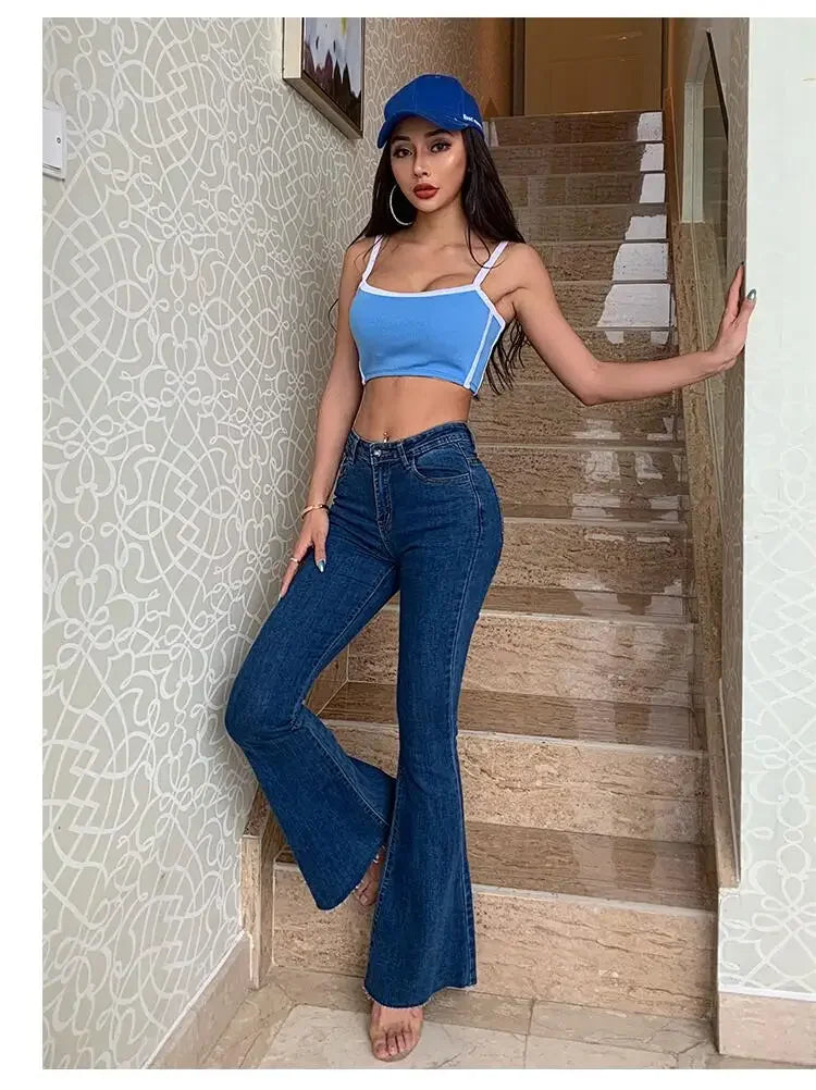 STYLA - Flare Jeans Pants Womens Vintage Denim High Waist