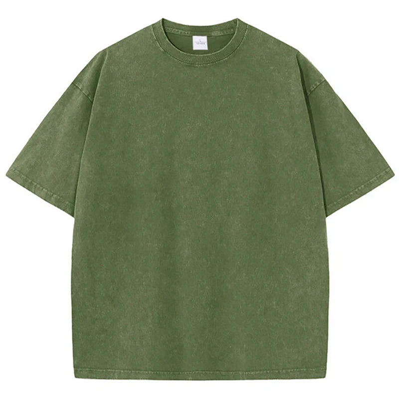 SW56™ Solid Color Short Sleeved T-Shirt Men Women Summer Street Trendy Washed Old Oversized Clothes