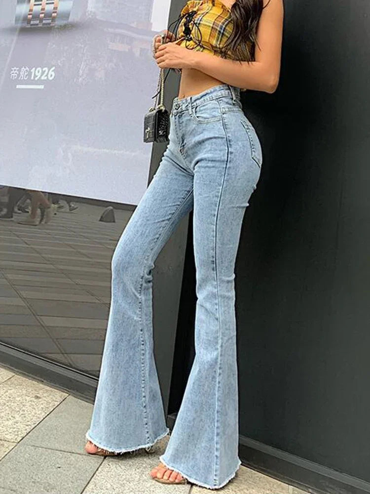 STYLA - Flare Jeans Pants Womens Vintage Denim High Waist