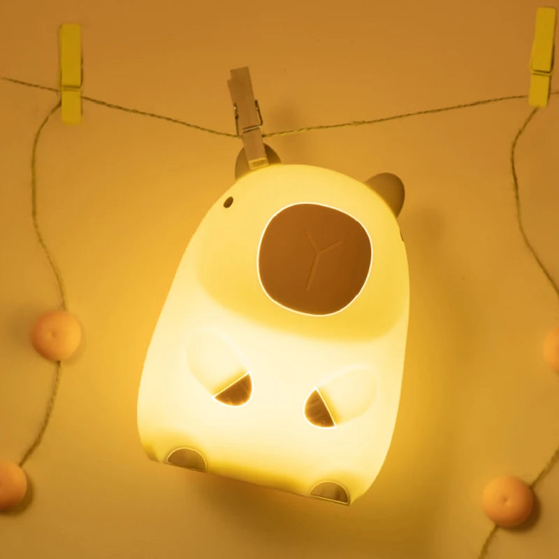 Cute Capybara Silicone Lamp Animal Gift USB Rechargeable Touch Bedside Sleeping Light Decorative Nightlight for Children'S Room