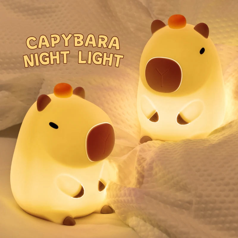 Cute Capybara Silicone Lamp Animal Gift USB Rechargeable Touch Bedside Sleeping Light Decorative Nightlight for Children'S Room
