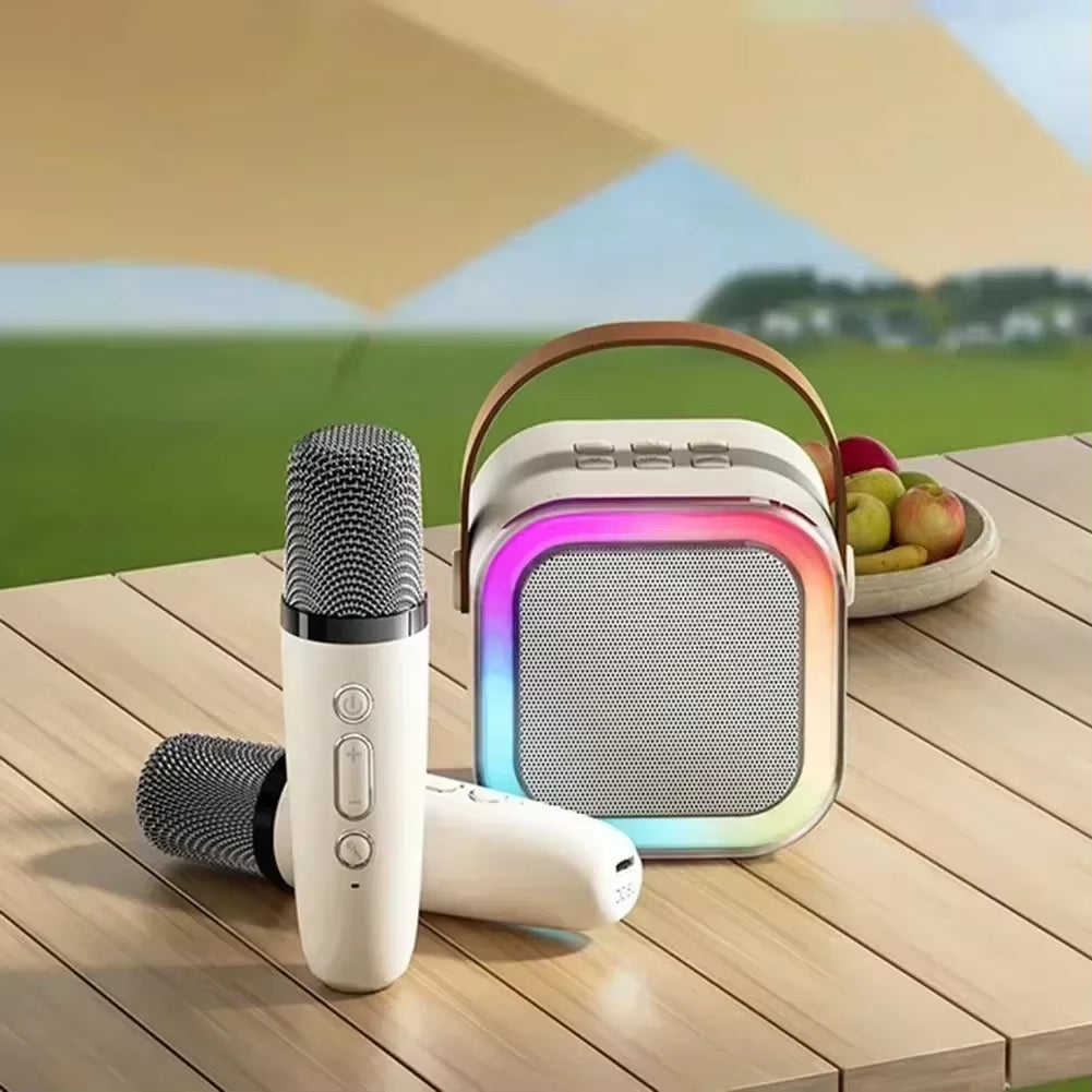 Bluetooth K12 Karaoke Machine Portable 5.3 PA Speaker System with 1-2 Wireless Microphones Home Family Singing Children'S Gifts