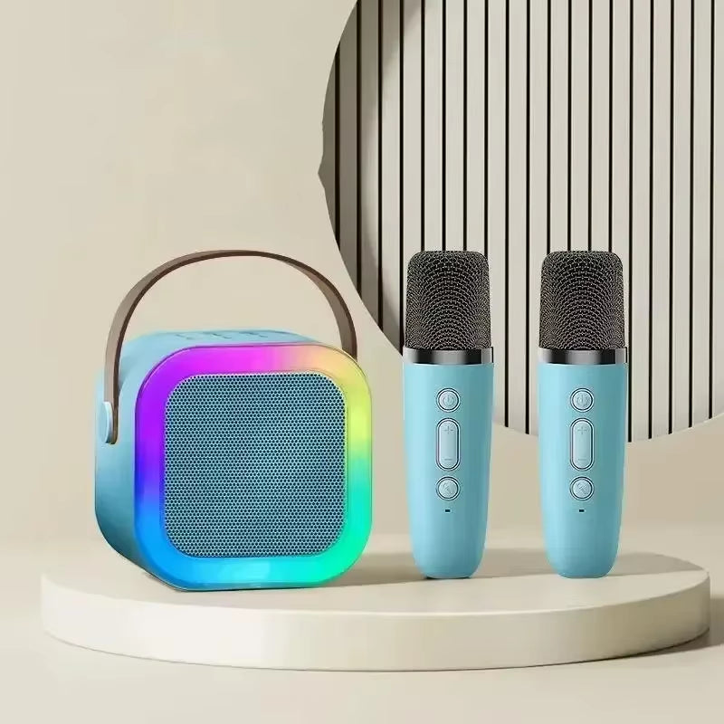 Bluetooth K12 Karaoke Machine Portable 5.3 PA Speaker System with 1-2 Wireless Microphones Home Family Singing Children'S Gifts