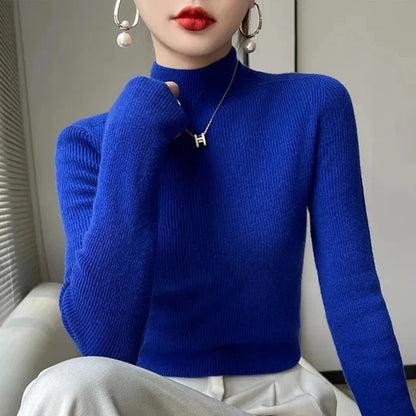 SW56™ Solid Sweater Women Half Turtleneck Knitted Pullover Casual Style Outwear 