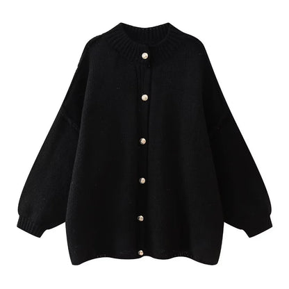 SW56™  Loose Sweater for Women O-Neck Metal Button Cardigan  Casual Outwear