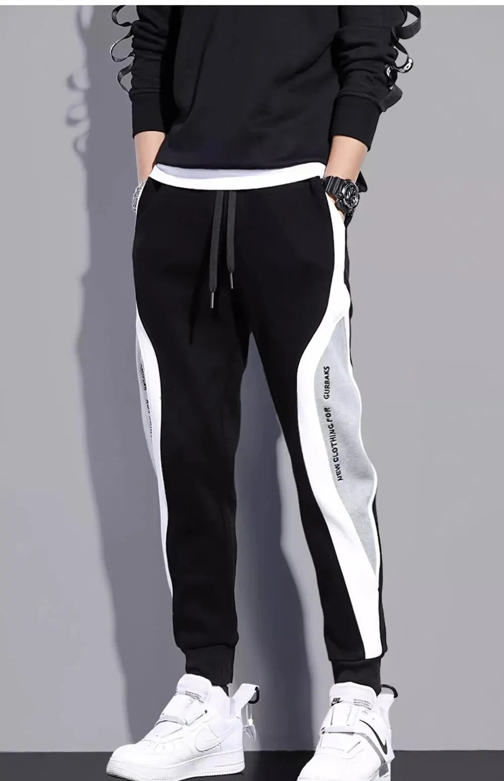 CHILLSTRIDE- Casual Joggers Mens Patchwork Sports Elastic  Breathable  Trousers