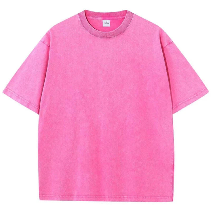 SW56™ Solid Color Short Sleeved T-Shirt Men Women Summer Street Trendy Washed Old Oversized Clothes