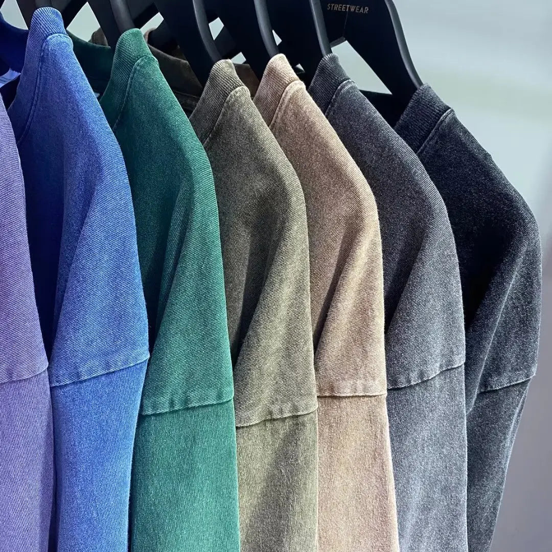 SW56™ Solid Color Short Sleeved T-Shirt Men Women Summer Street Trendy Washed Old Oversized Clothes