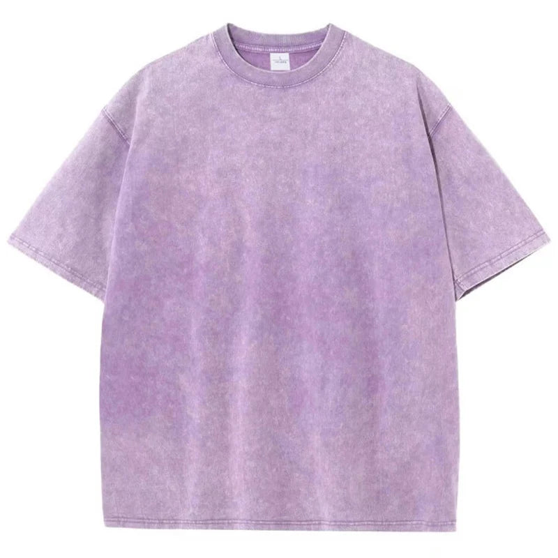 SW56™ Solid Color Short Sleeved T-Shirt Men Women Summer Street Trendy Washed Old Oversized Clothes