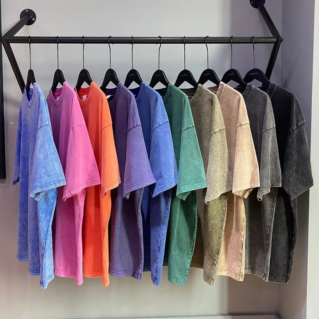 SW56™ Solid Color Short Sleeved T-Shirt Men Women Summer Street Trendy Washed Old Oversized Clothes