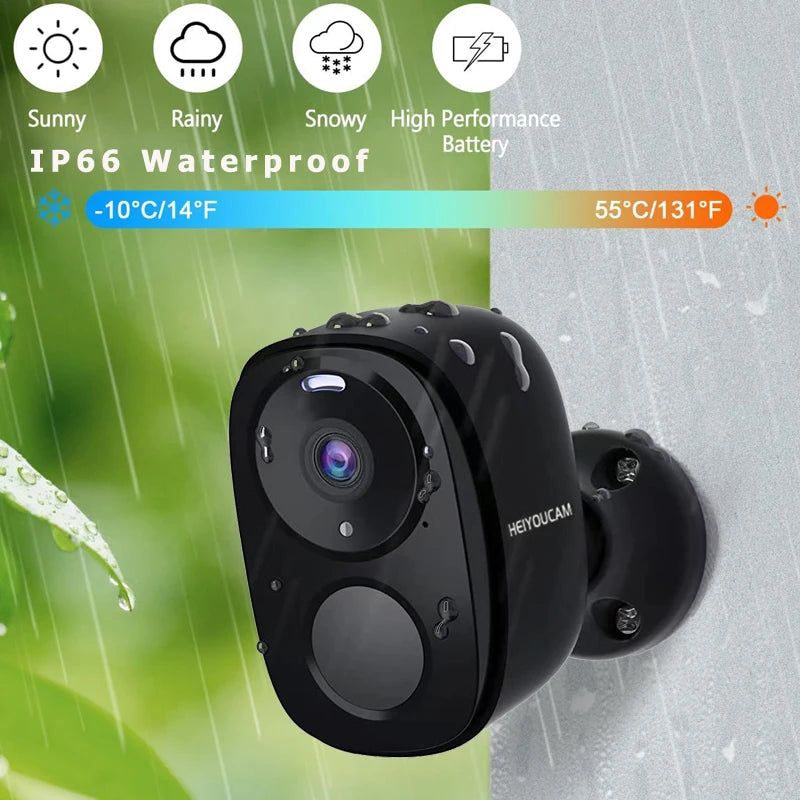 Security Camera Wireless Outdoor, 2K Battery Powered Wifi Camera AI Motion Siren Spotlight