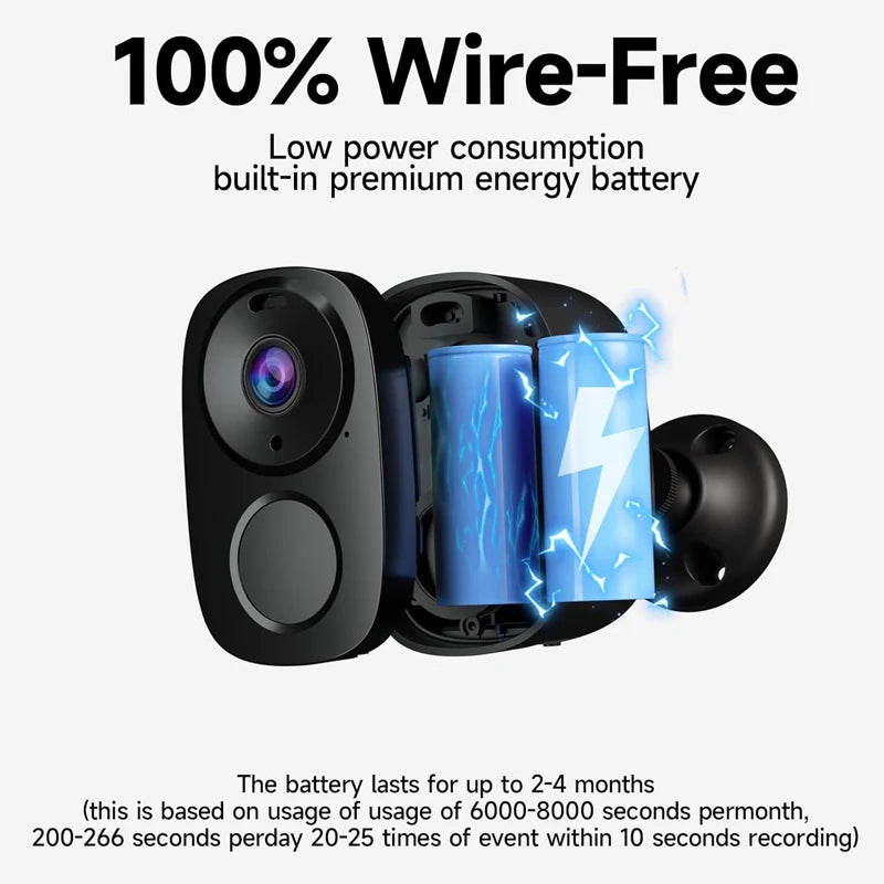 Security Camera Wireless Outdoor, 2K Battery Powered Wifi Camera AI Motion Siren Spotlight
