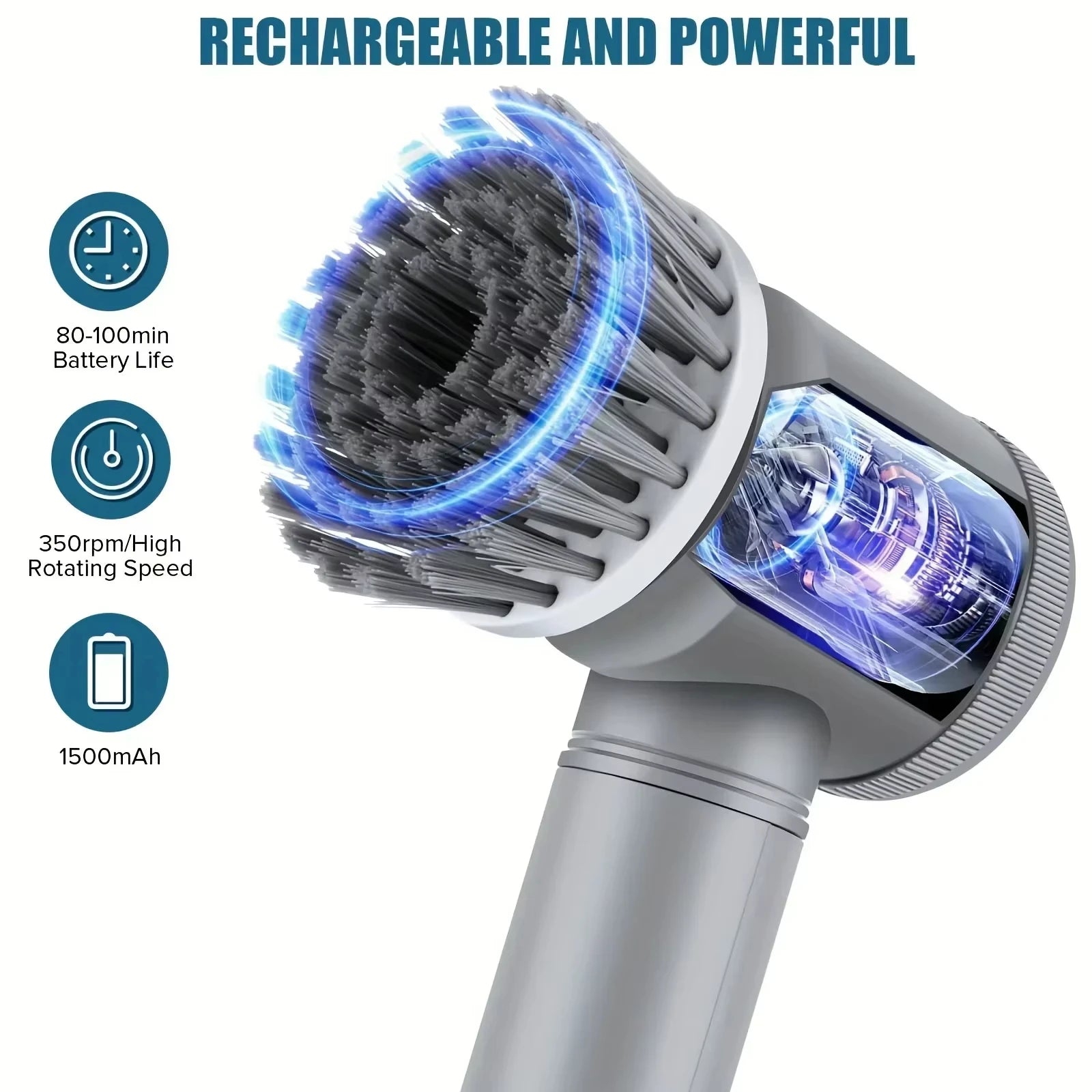 Electric Cleaning Brush Home Appliances Wireless Electric Floor Scrubber Replaceable Brush Head Home Bathroom