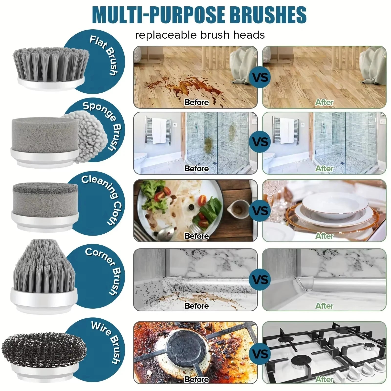Electric Cleaning Brush Home Appliances Wireless Electric Floor Scrubber Replaceable Brush Head Home Bathroom