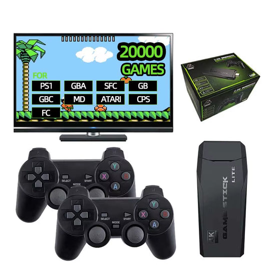 Video Game Console TV HD Game Stick 64GB 20000 Retro Games for PS1/GBA/MAME/SEGA Everdrive Save/Search/Adding for Children Gift