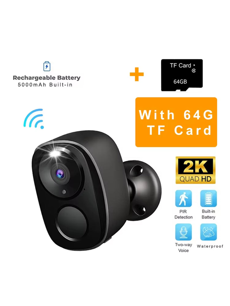 Security Camera Wireless Outdoor, 2K Battery Powered Wifi Camera AI Motion Siren Spotlight