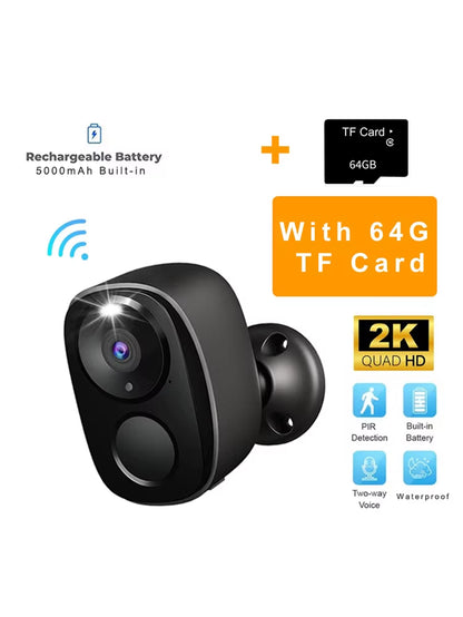Security Camera Wireless Outdoor, 2K Battery Powered Wifi Camera AI Motion Siren Spotlight